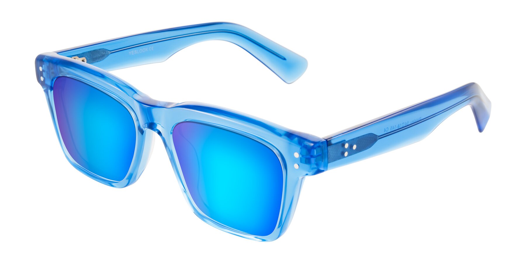 Angle of Paisley in Translucent Blue with Blue Mirrored Lenses