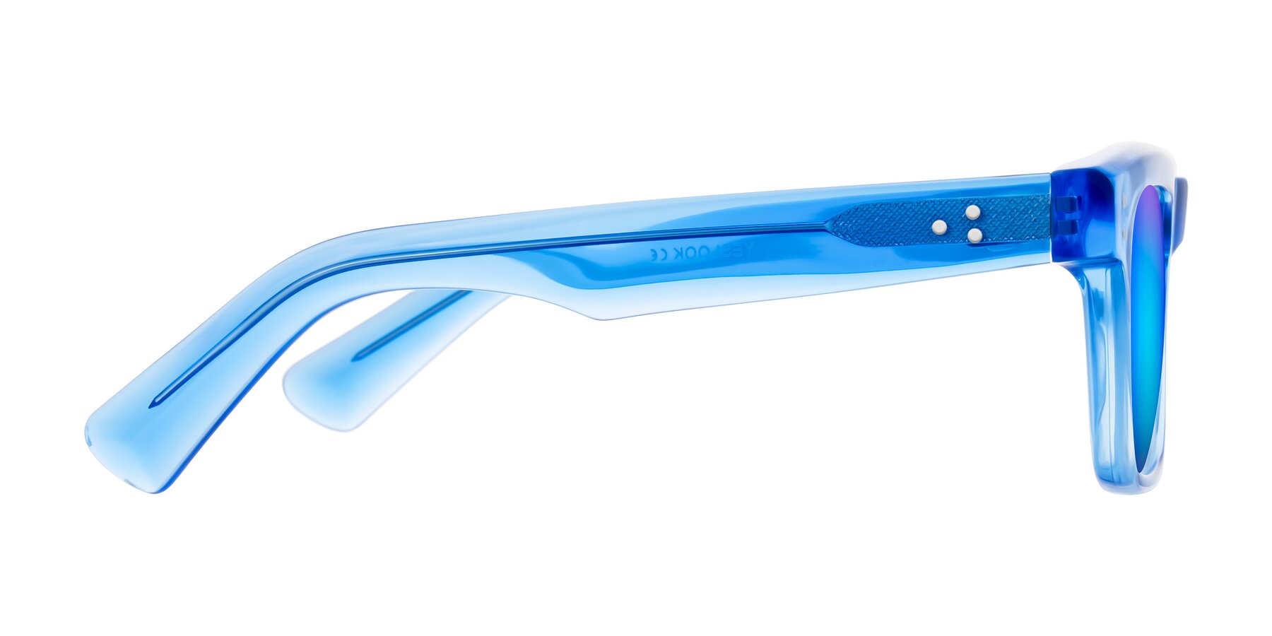 Side of Paisley in Translucent Blue with Blue Mirrored Lenses