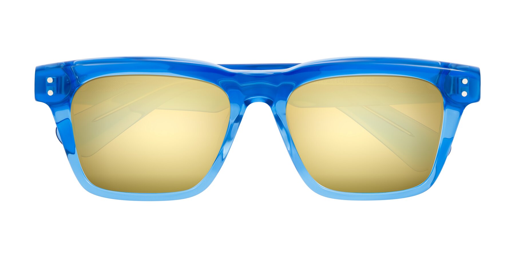 Folded Front of Paisley in Translucent Blue with Gold Mirrored Lenses
