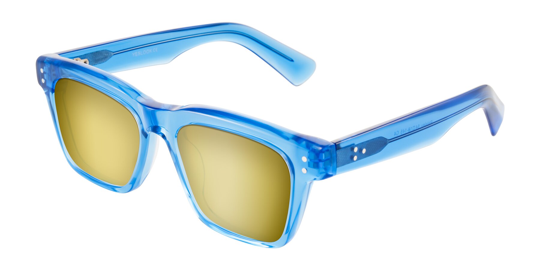 Angle of Paisley in Translucent Blue with Gold Mirrored Lenses