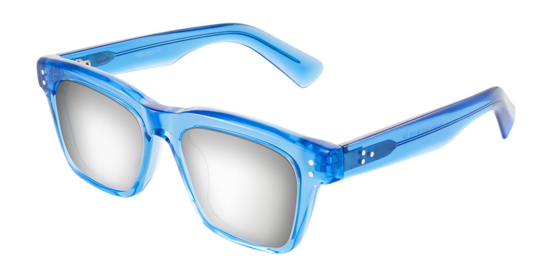 Angle of Paisley in Translucent Blue with Silver Mirrored Lenses