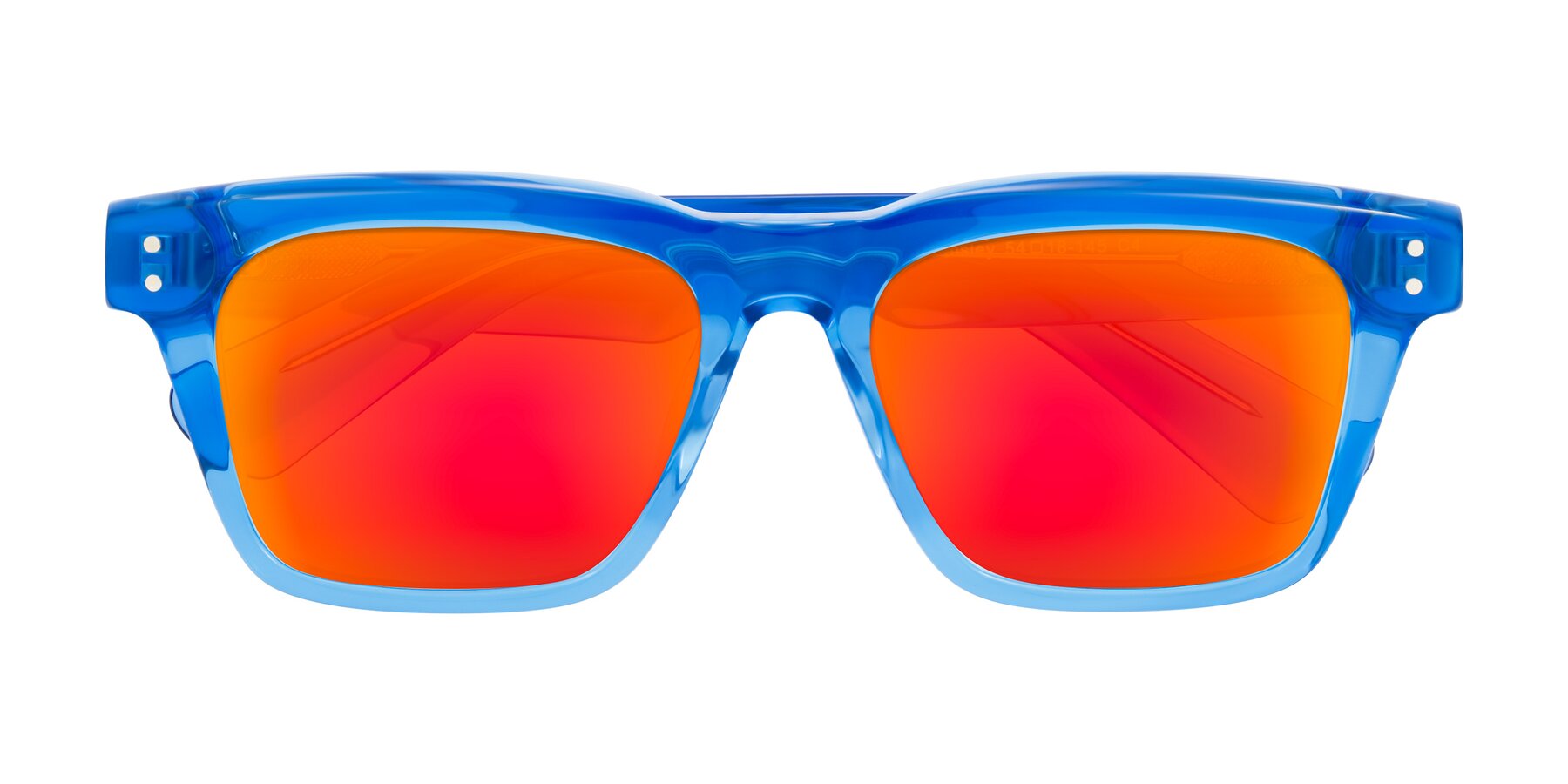 Folded Front of Paisley in Translucent Blue with Red Gold Mirrored Lenses