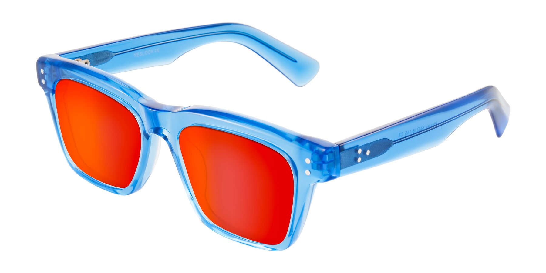 Angle of Paisley in Translucent Blue with Red Gold Mirrored Lenses