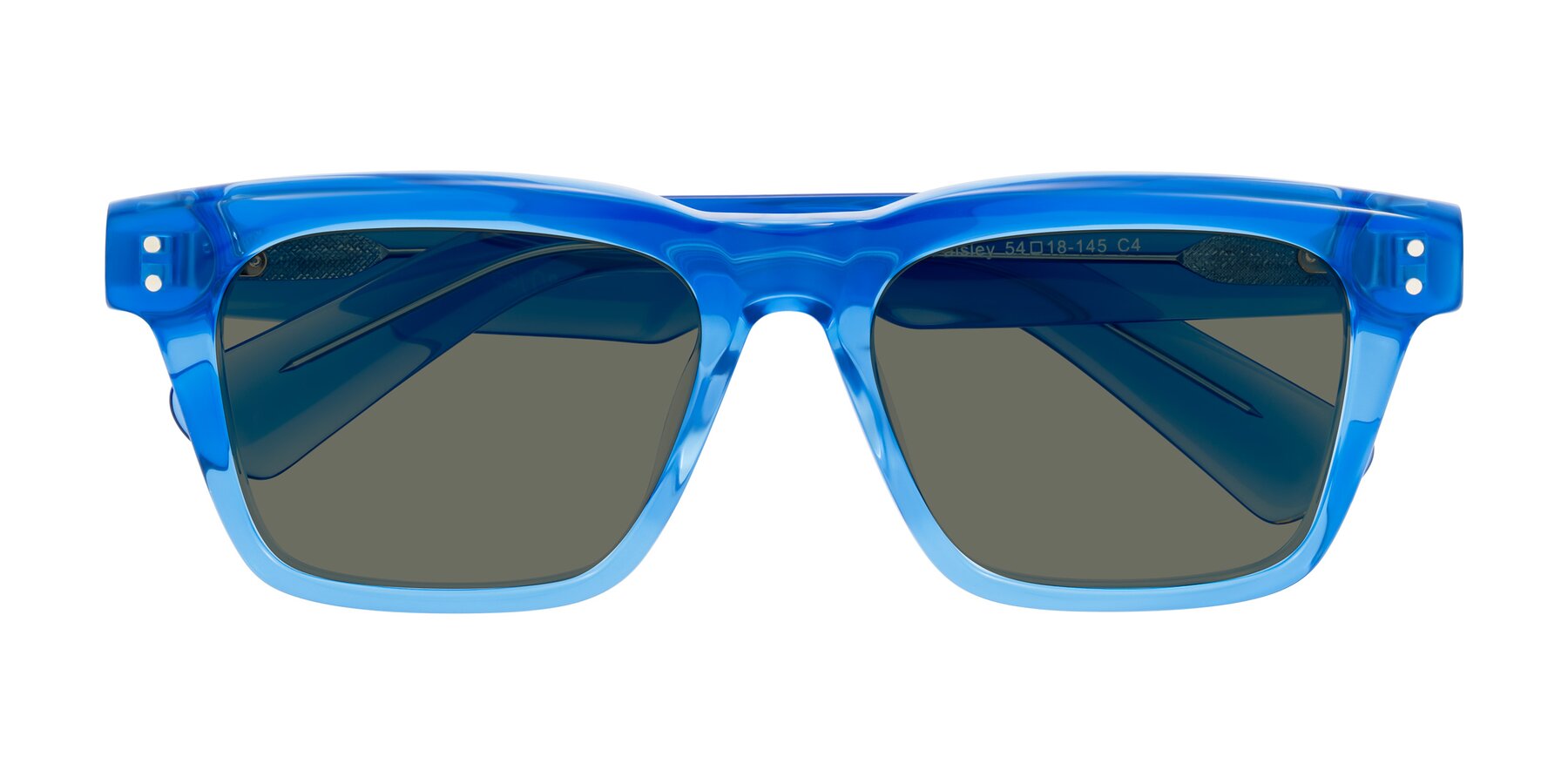 Folded Front of Paisley in Translucent Blue with Gray Polarized Lenses