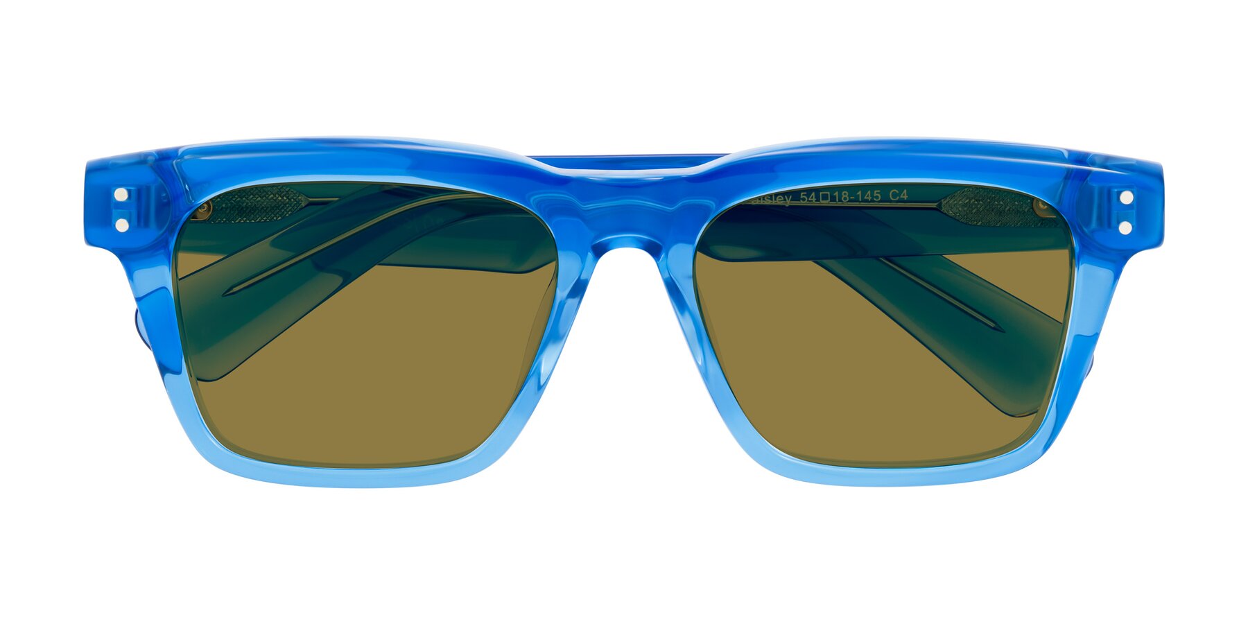 Folded Front of Paisley in Translucent Blue with Brown Polarized Lenses
