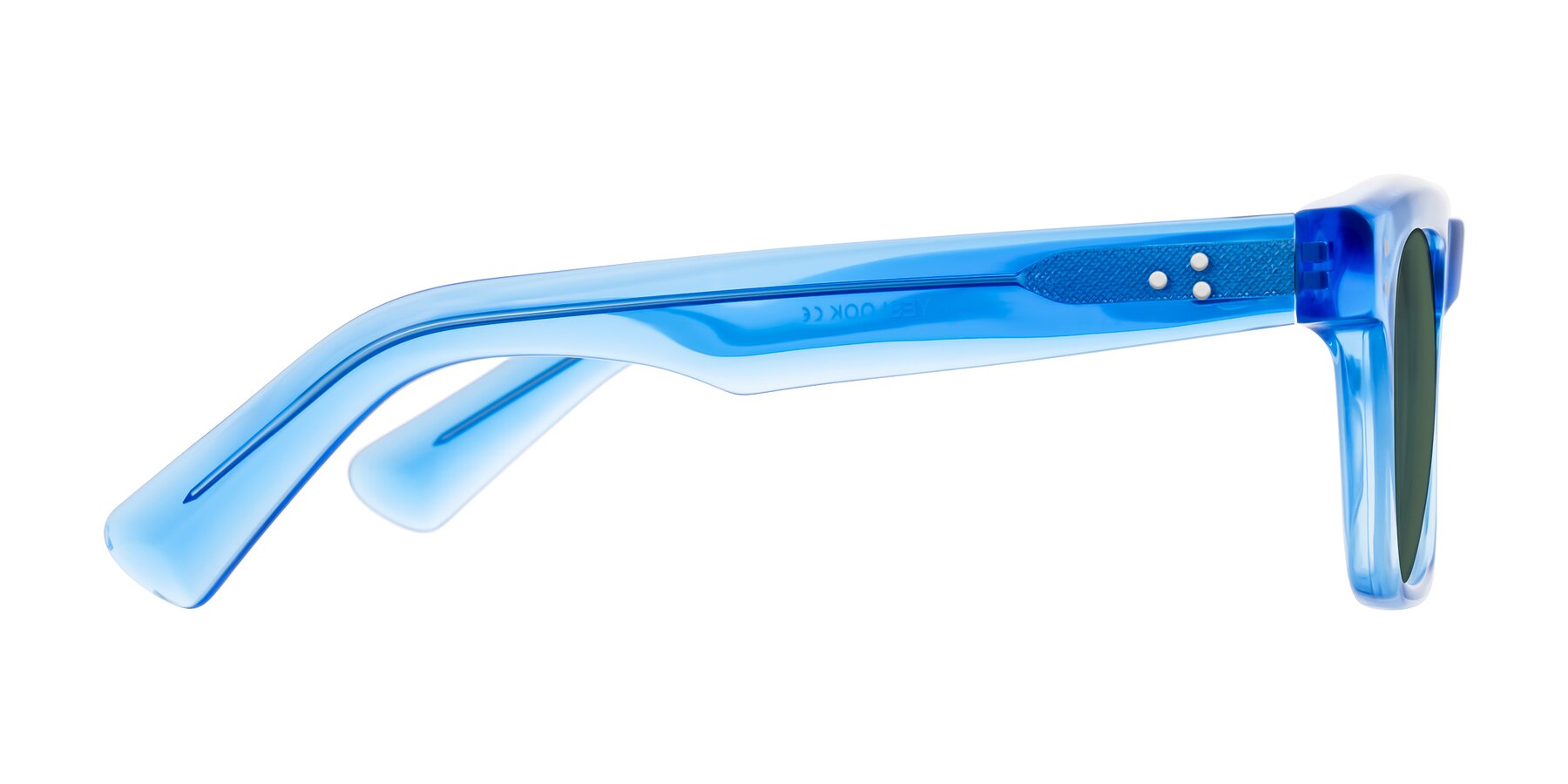 Side of Paisley in Translucent Blue with Green Polarized Lenses