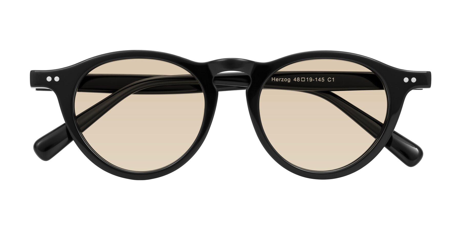 Folded Front of Herzog in Black with Light Brown Tinted Lenses