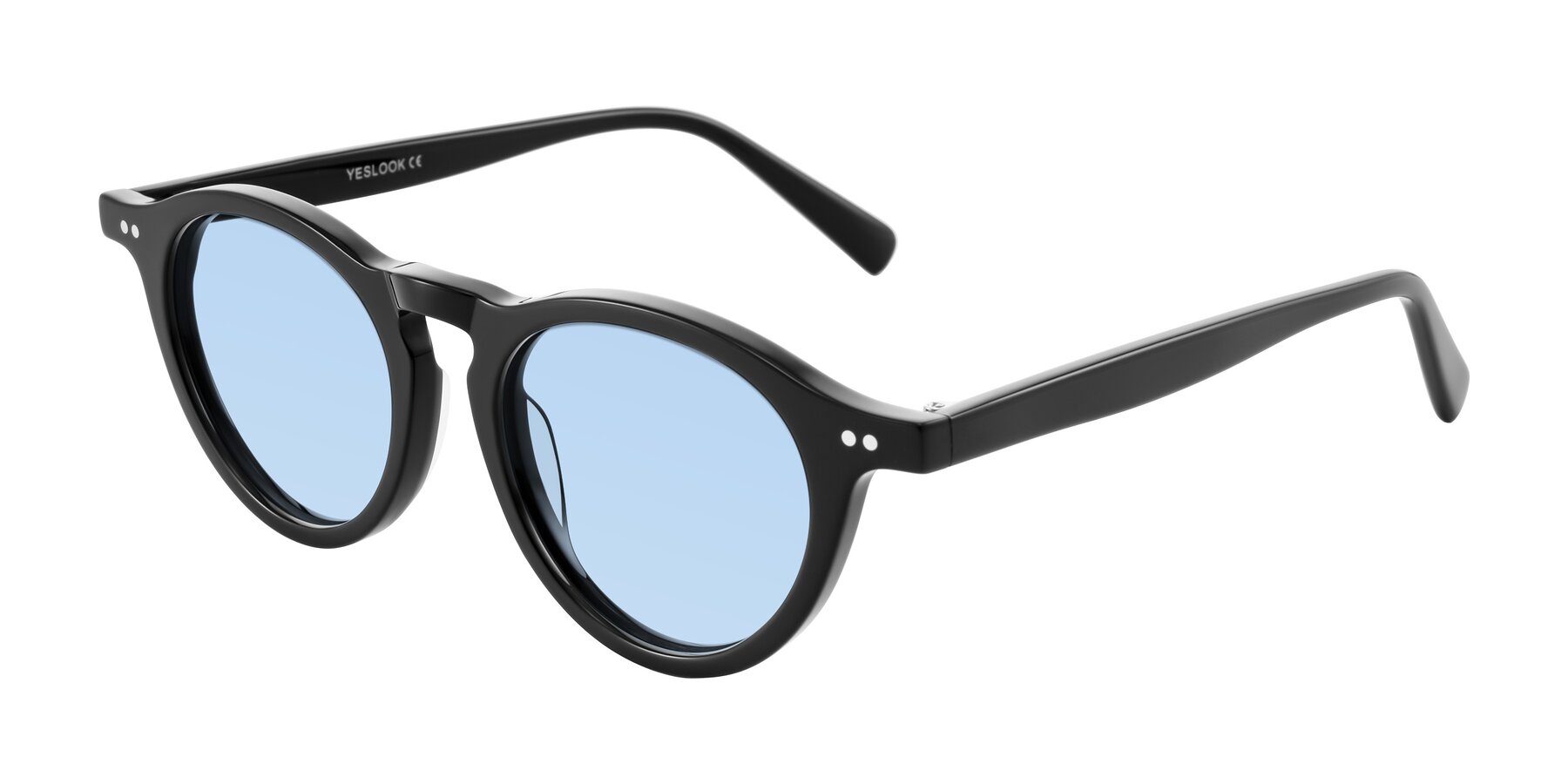 Angle of Herzog in Black with Light Blue Tinted Lenses