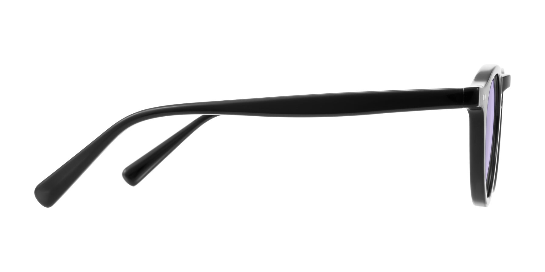 Side of Herzog in Black with Light Purple Tinted Lenses