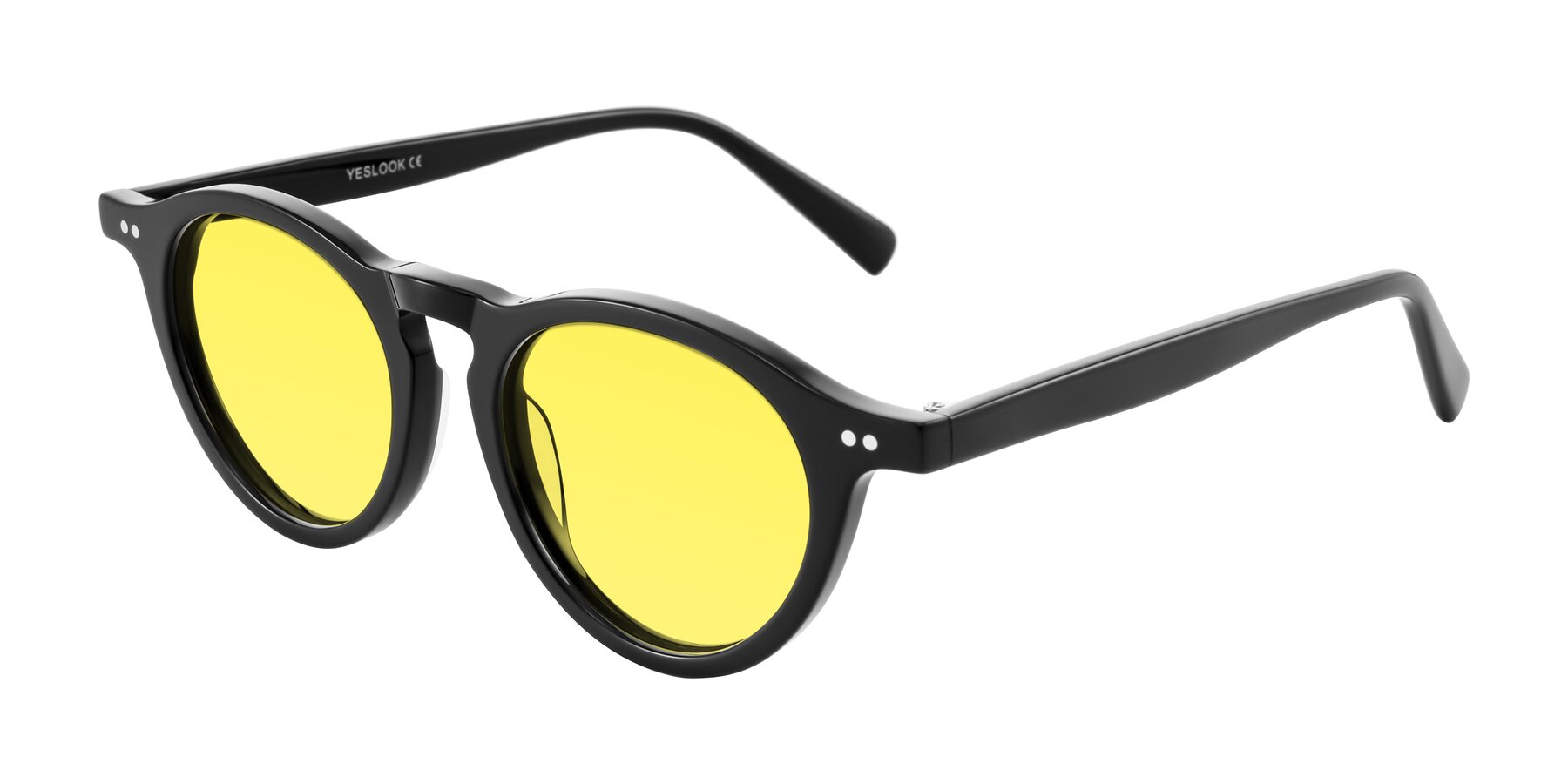 Angle of Herzog in Black with Medium Yellow Tinted Lenses