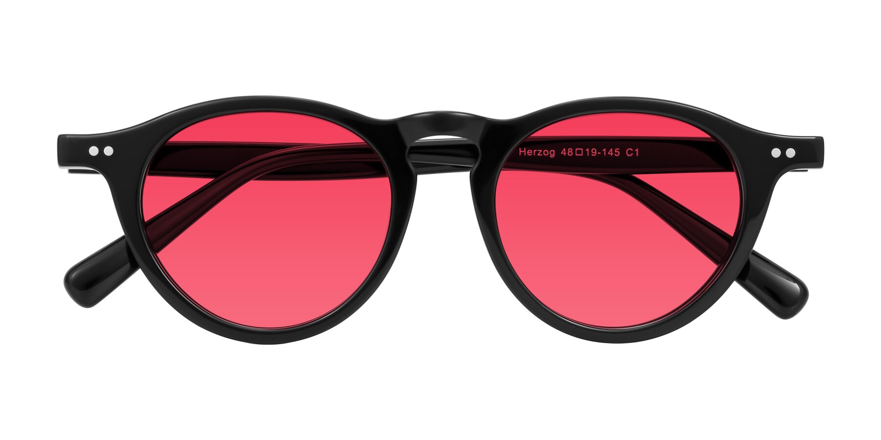 Folded Front of Herzog in Black with Red Tinted Lenses