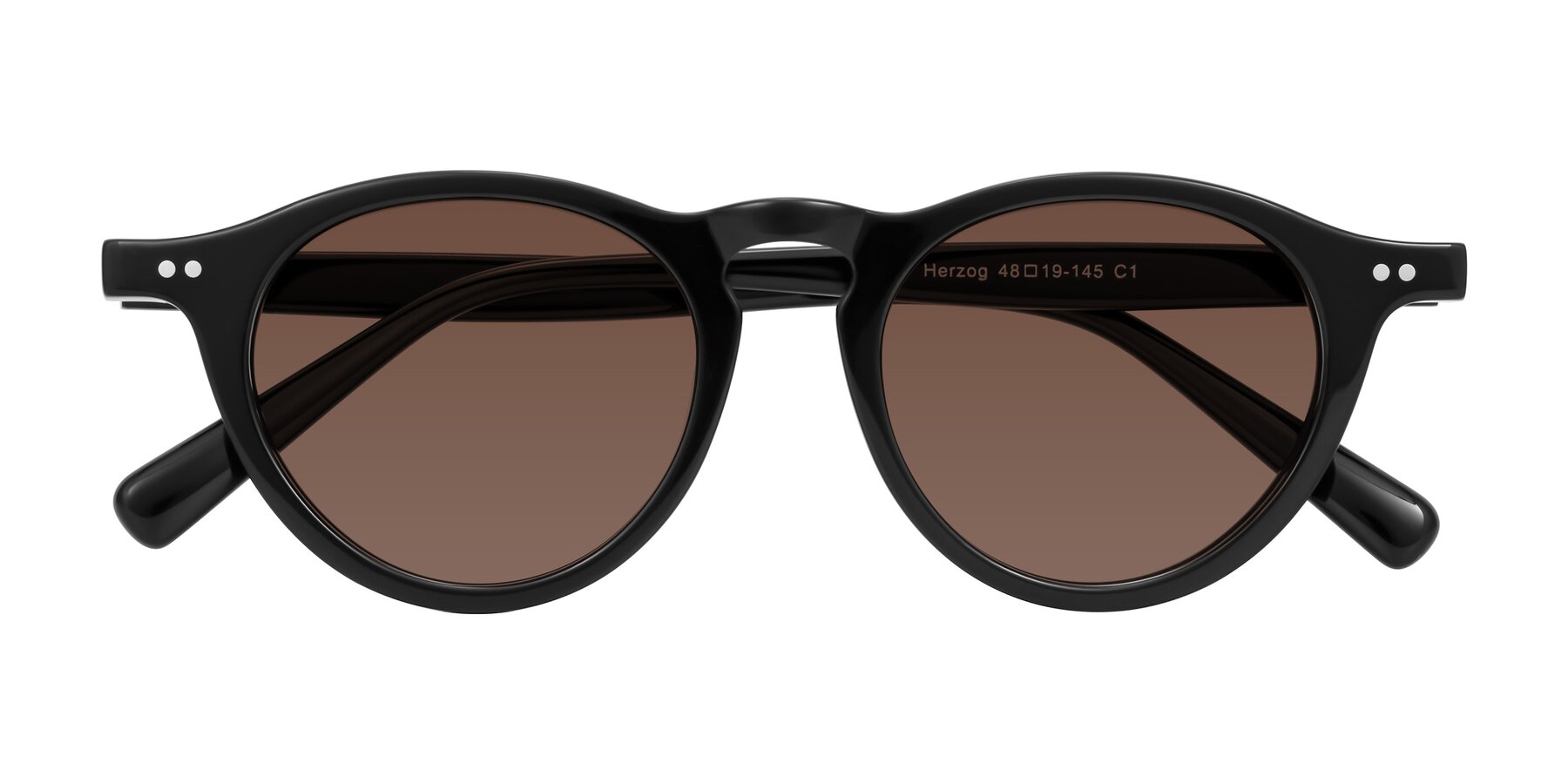 Folded Front of Herzog in Black with Brown Tinted Lenses