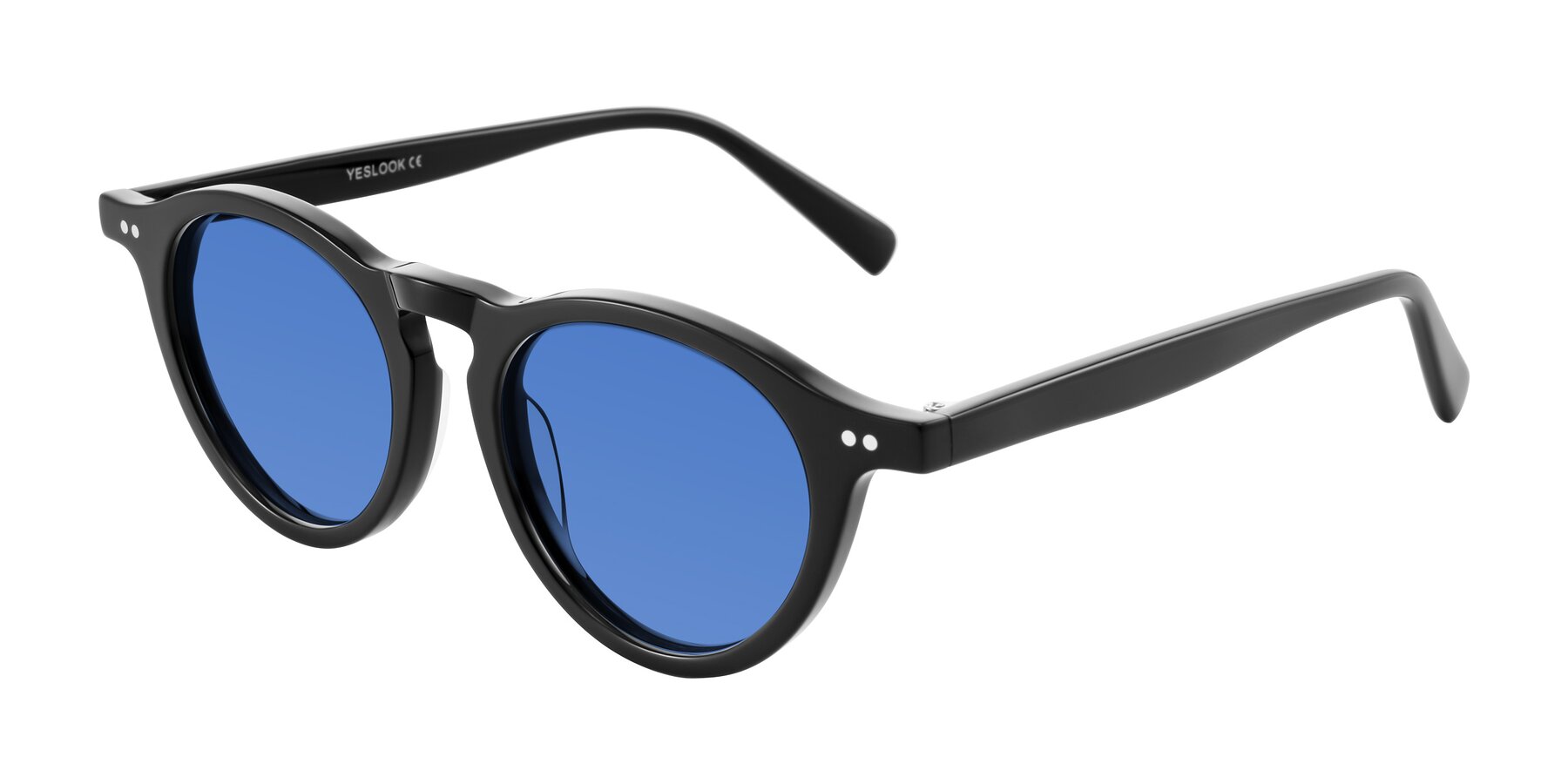 Angle of Herzog in Black with Blue Tinted Lenses