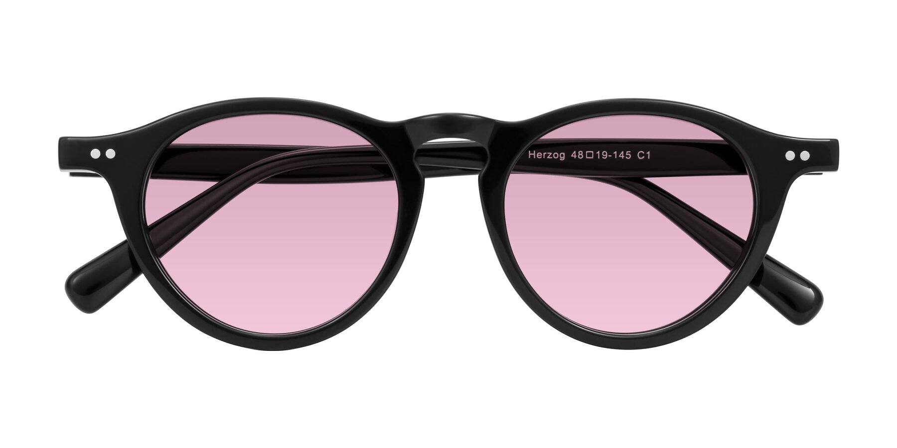Folded Front of Herzog in Black with Light Wine Tinted Lenses