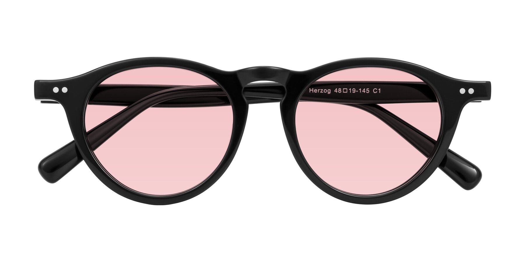Folded Front of Herzog in Black with Light Garnet Tinted Lenses