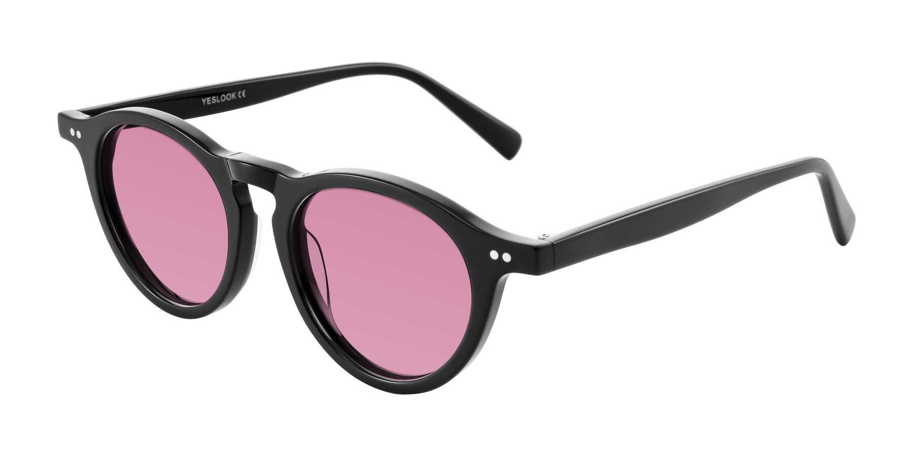 Angle of Herzog in Black with Medium Wine Tinted Lenses