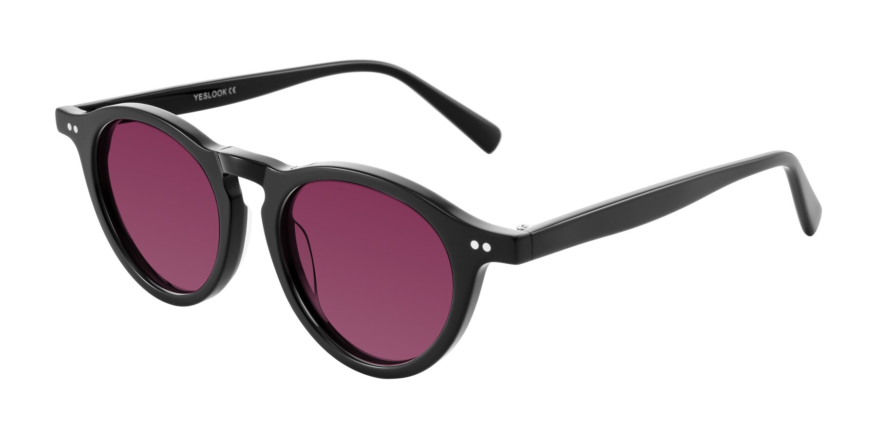 Angle of Herzog in Black with Wine Tinted Lenses