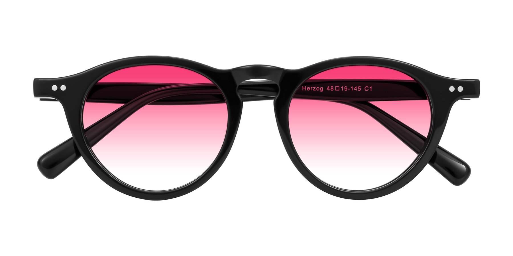 Folded Front of Herzog in Black with Pink Gradient Lenses