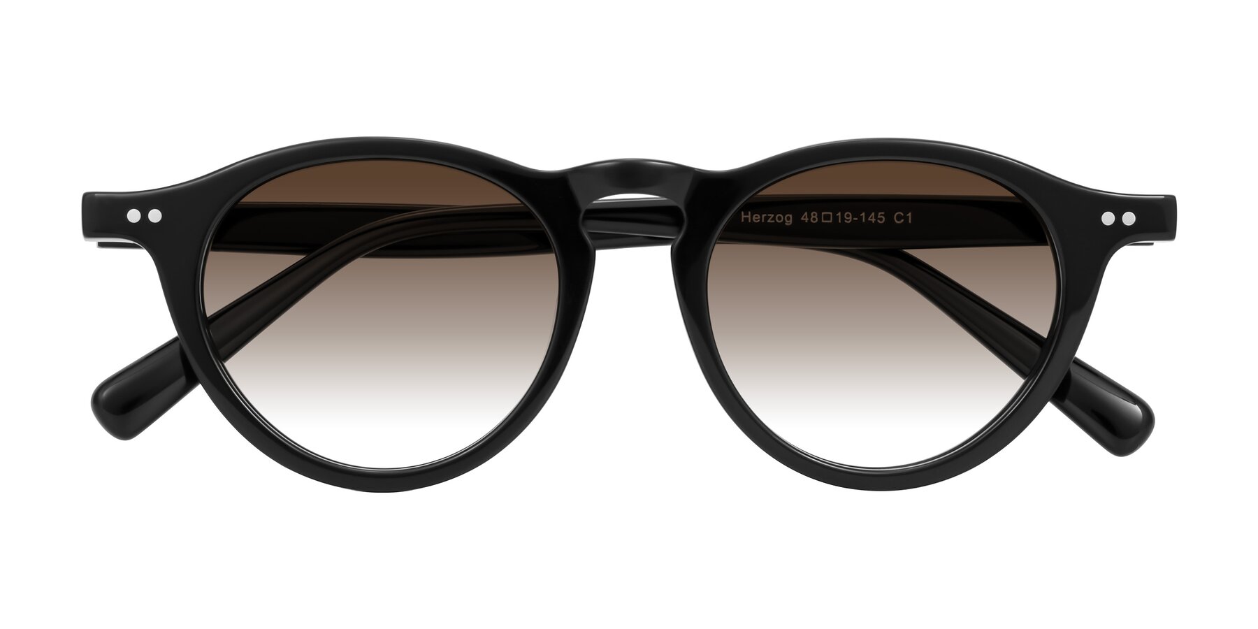 Folded Front of Herzog in Black with Brown Gradient Lenses