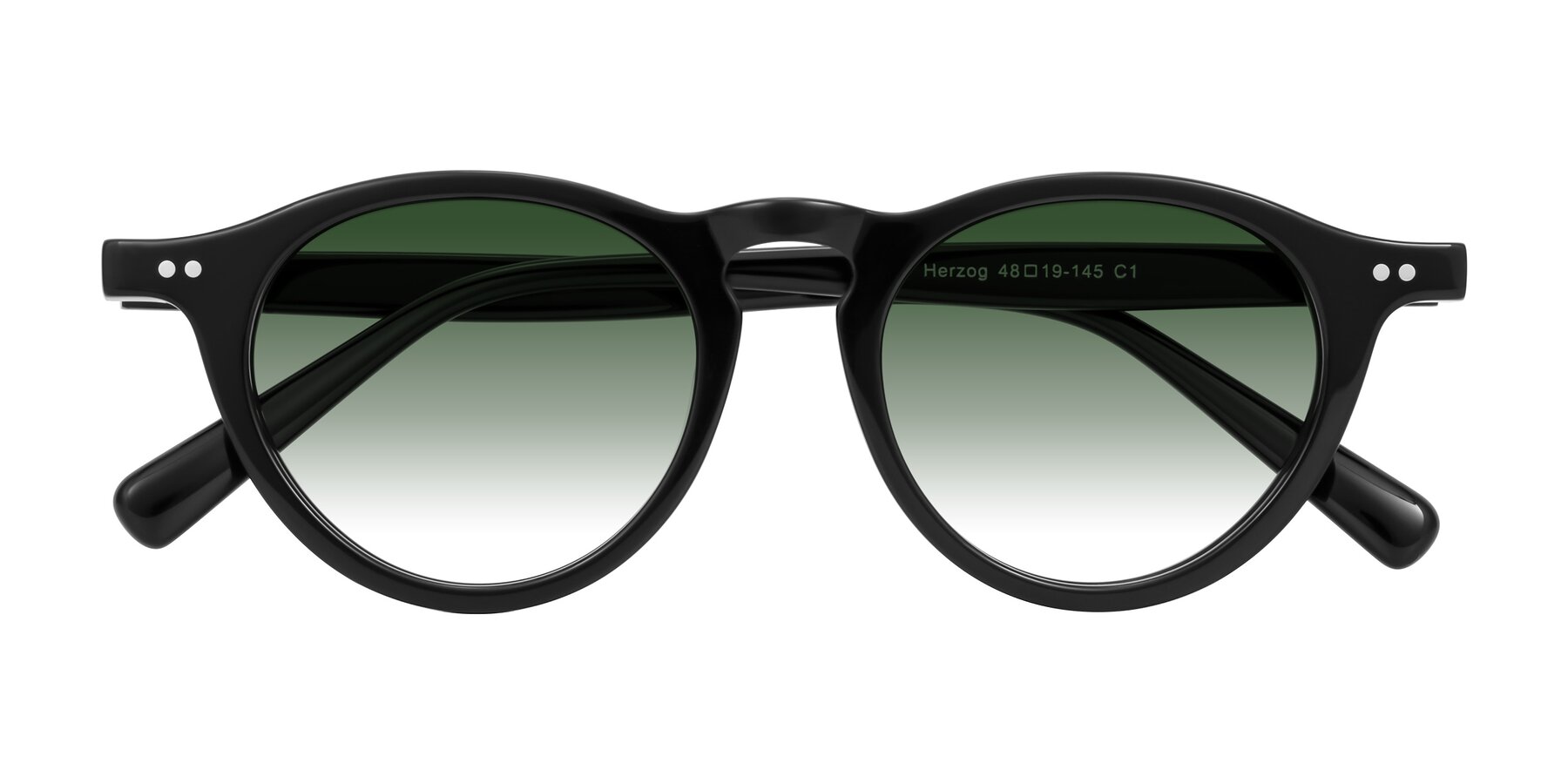 Folded Front of Herzog in Black with Green Gradient Lenses