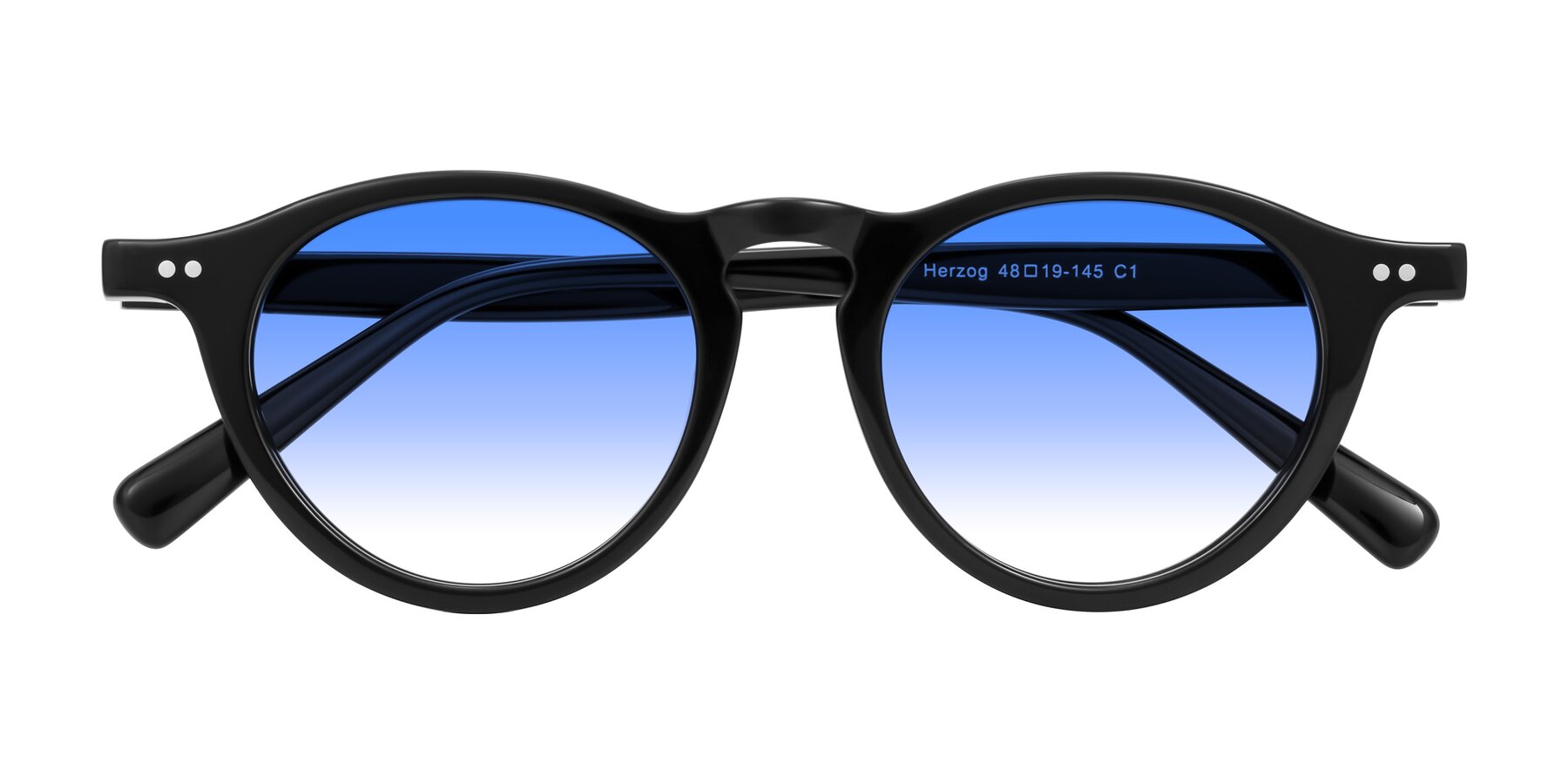 Folded Front of Herzog in Black with Blue Gradient Lenses
