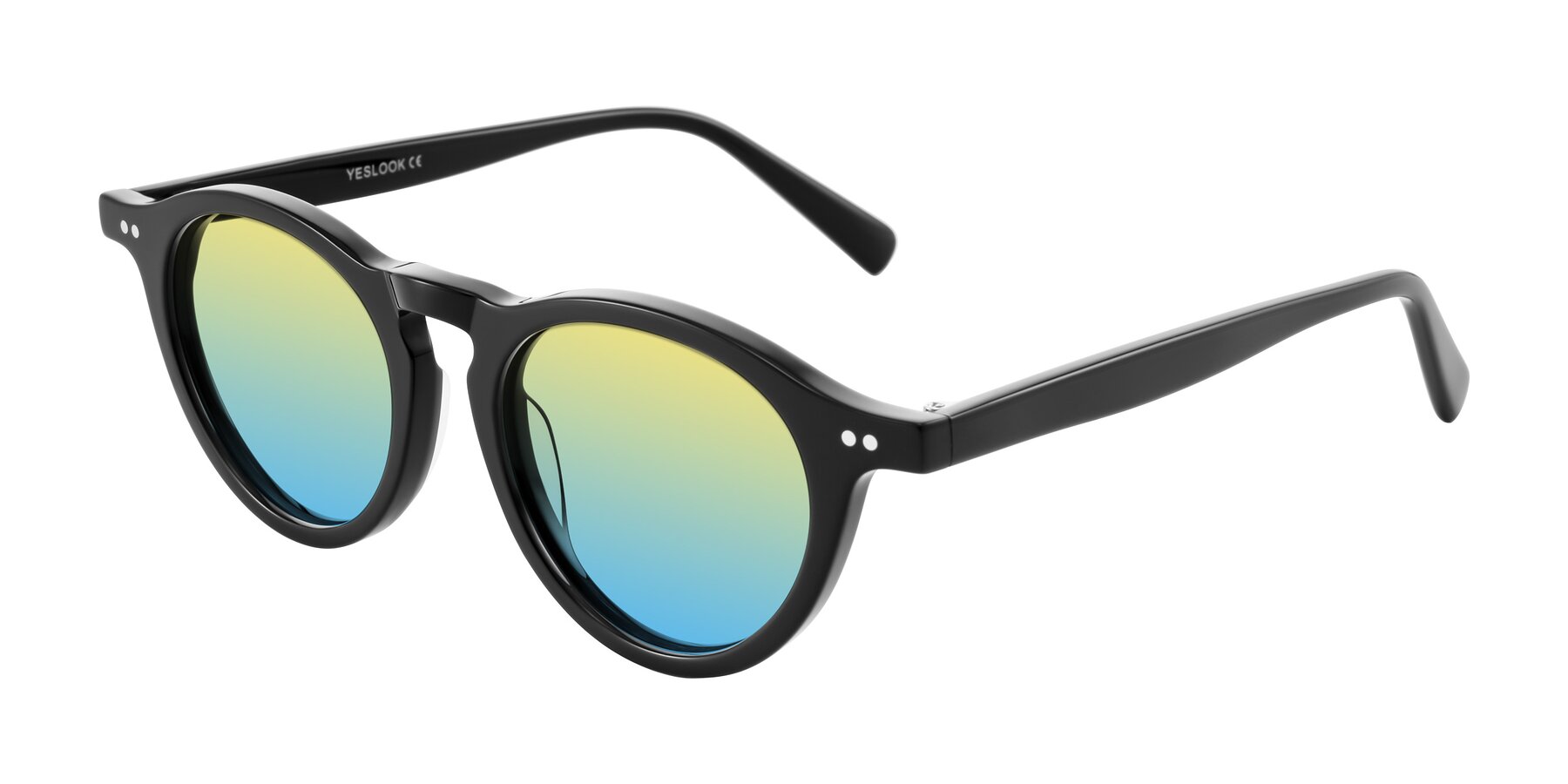 Angle of Herzog in Black with Yellow / Blue Gradient Lenses