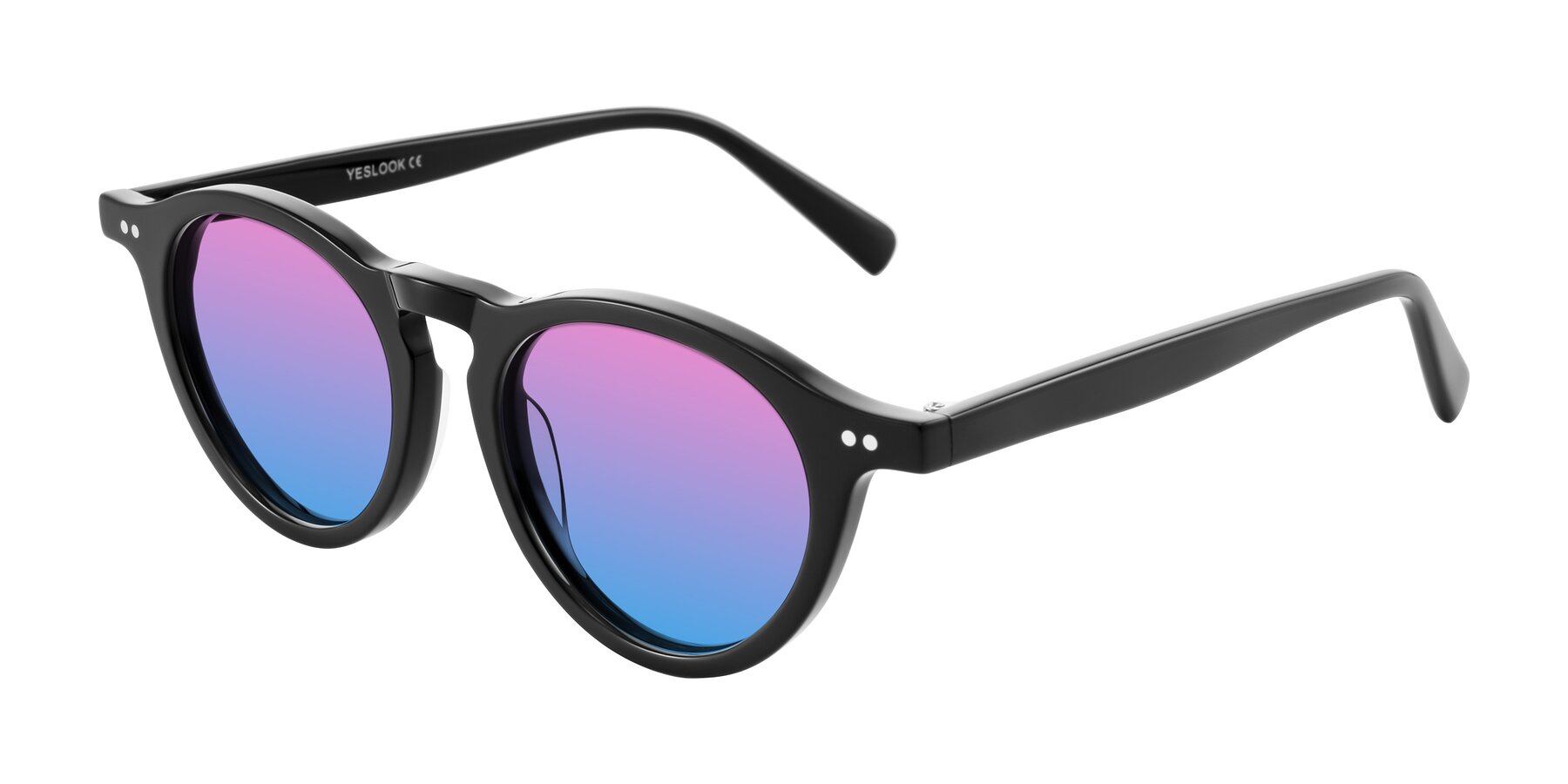 Angle of Herzog in Black with Pink / Blue Gradient Lenses