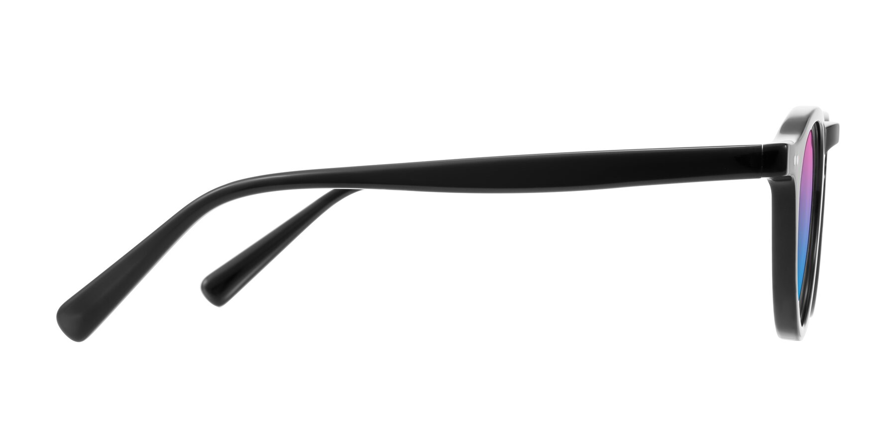 Side of Herzog in Black with Pink / Blue Gradient Lenses