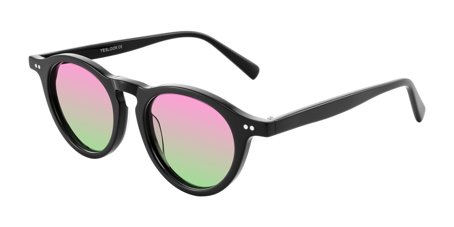 Angle of Herzog in Black with Pink / Green Gradient Lenses