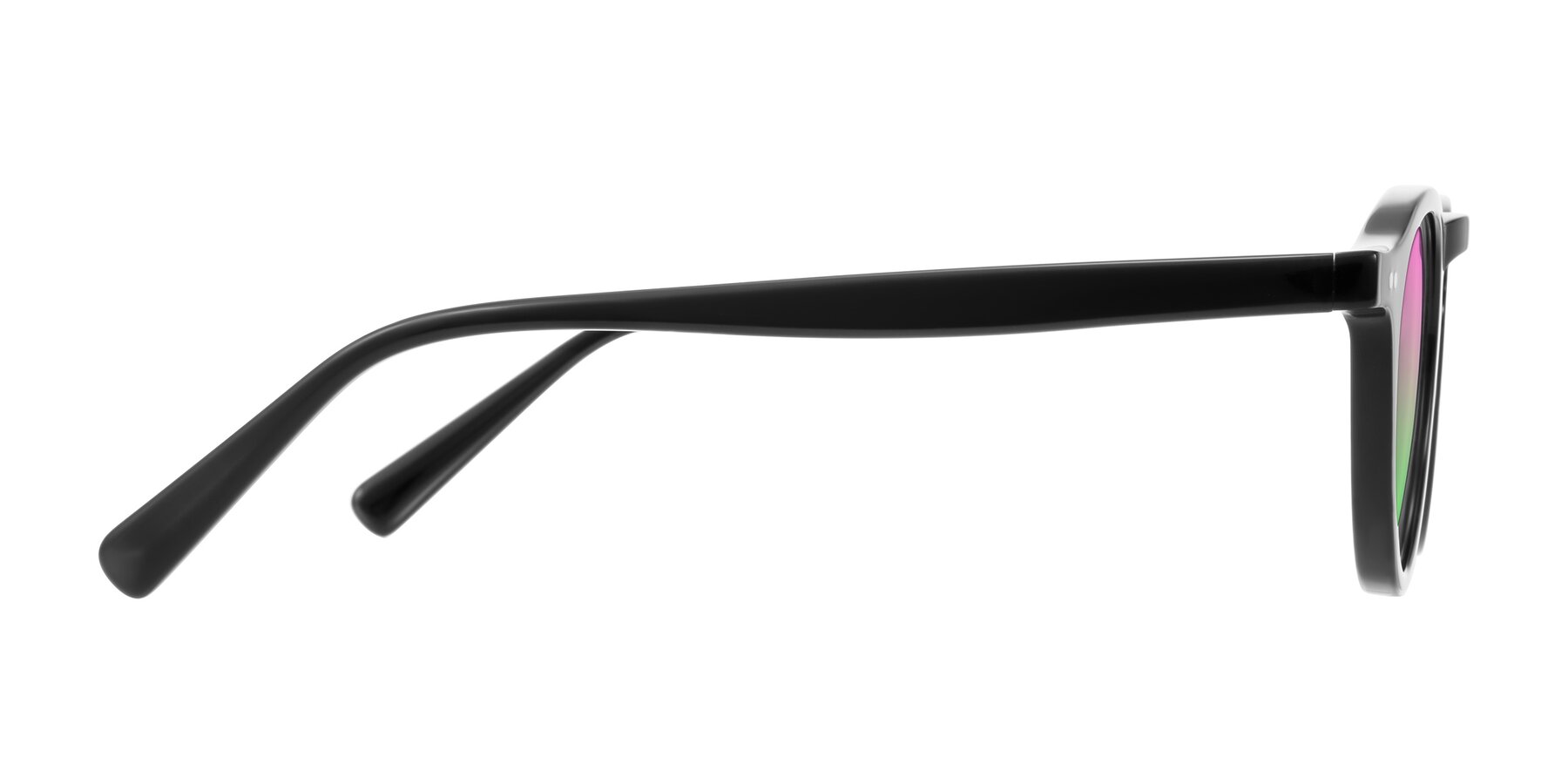Side of Herzog in Black with Pink / Green Gradient Lenses