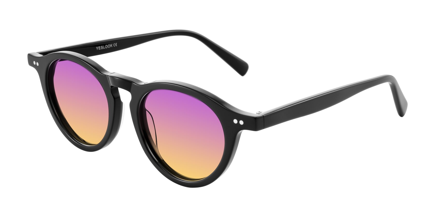 Angle of Herzog in Black with Purple / Yellow Gradient Lenses