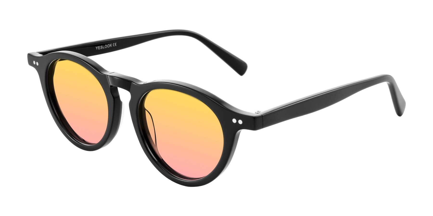 Angle of Herzog in Black with Yellow / Pink Gradient Lenses