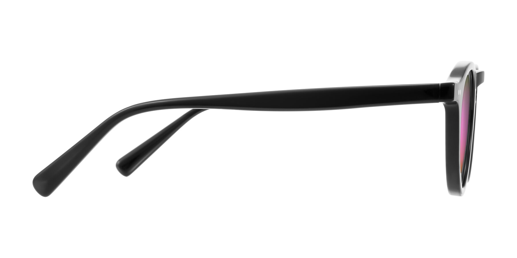 Side of Herzog in Black with Pink Mirrored Lenses