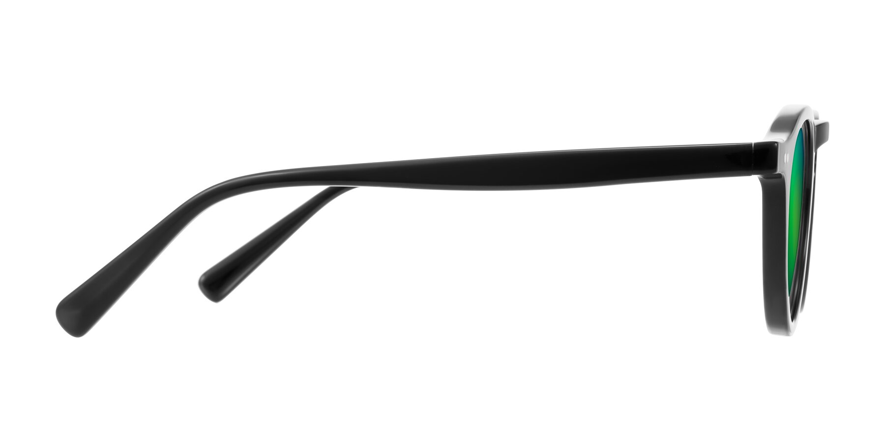 Side of Herzog in Black with Green Mirrored Lenses