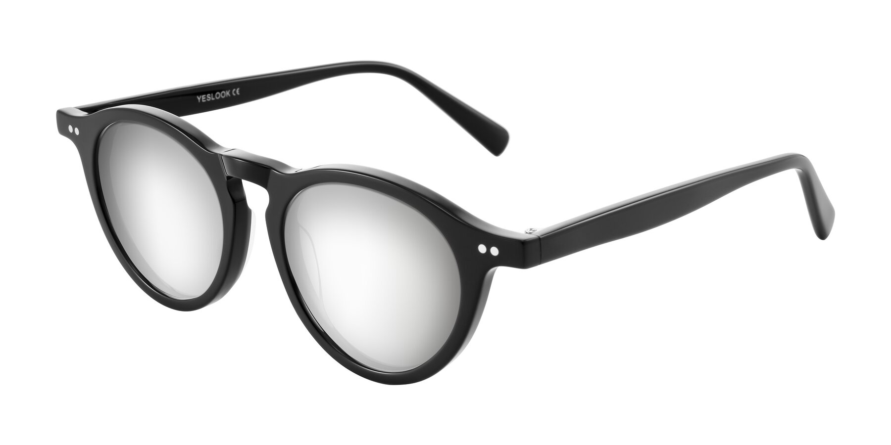 Angle of Herzog in Black with Silver Mirrored Lenses