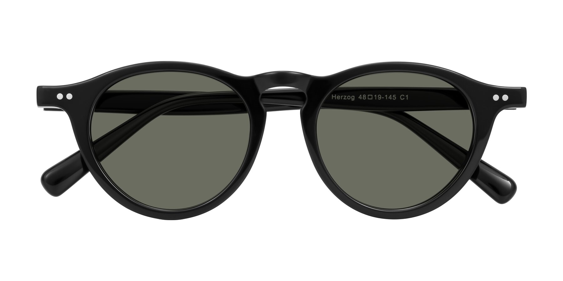 Folded Front of Herzog in Black with Gray Polarized Lenses