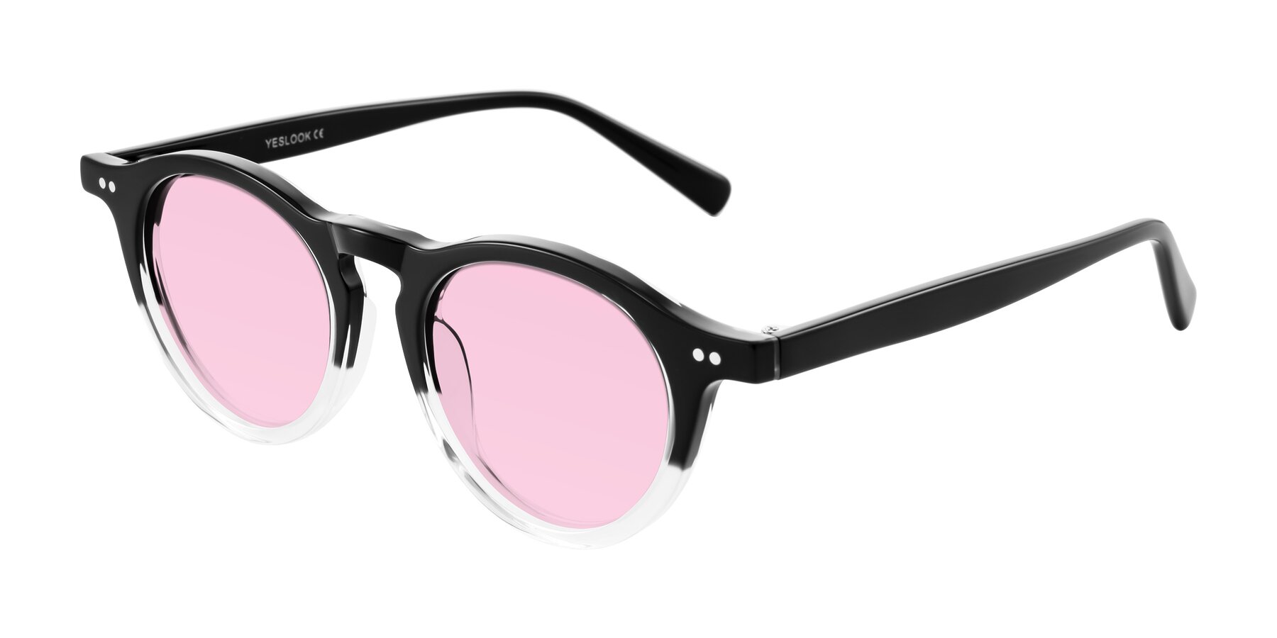 Angle of Herzog in Black/Clear with Light Pink Tinted Lenses
