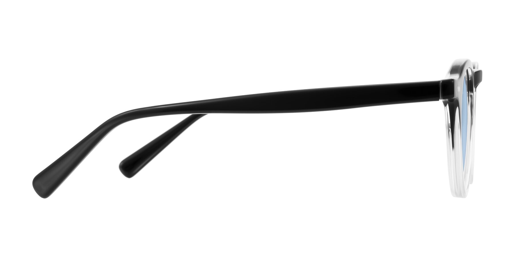 Side of Herzog in Black/Clear with Light Blue Tinted Lenses