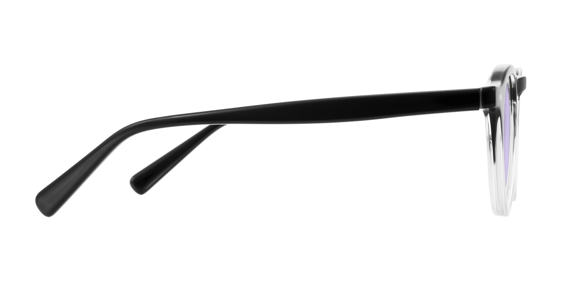 Side of Herzog in Black/Clear with Light Purple Tinted Lenses