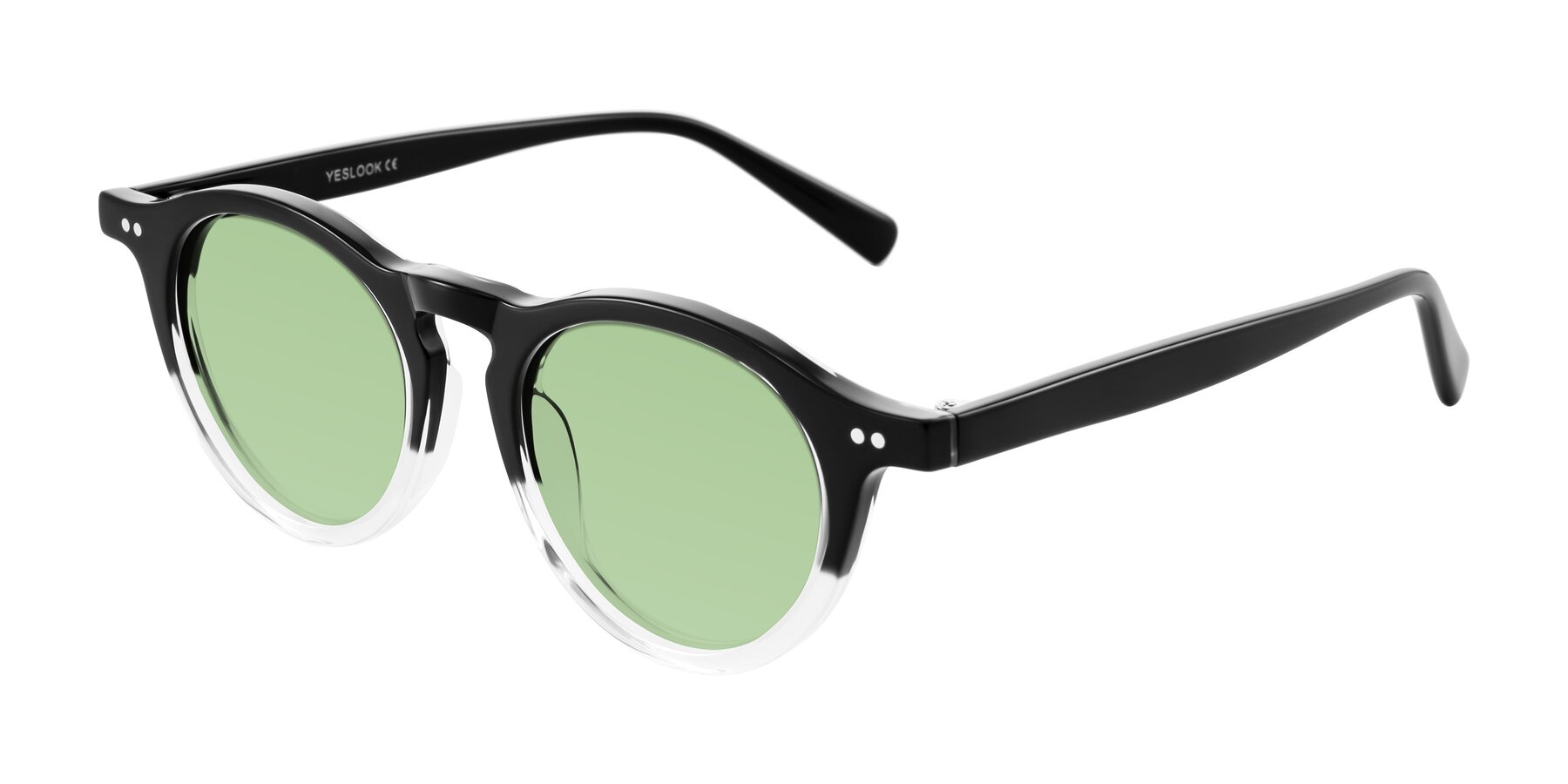 Angle of Herzog in Black/Clear with Medium Green Tinted Lenses