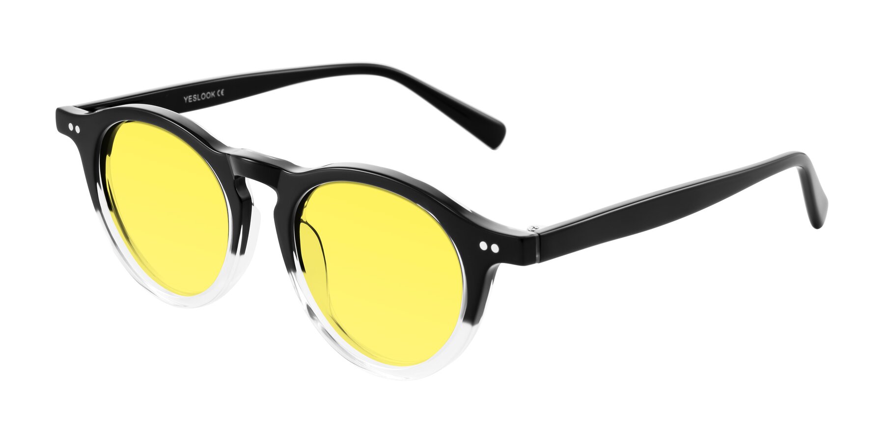 Angle of Herzog in Black/Clear with Medium Yellow Tinted Lenses