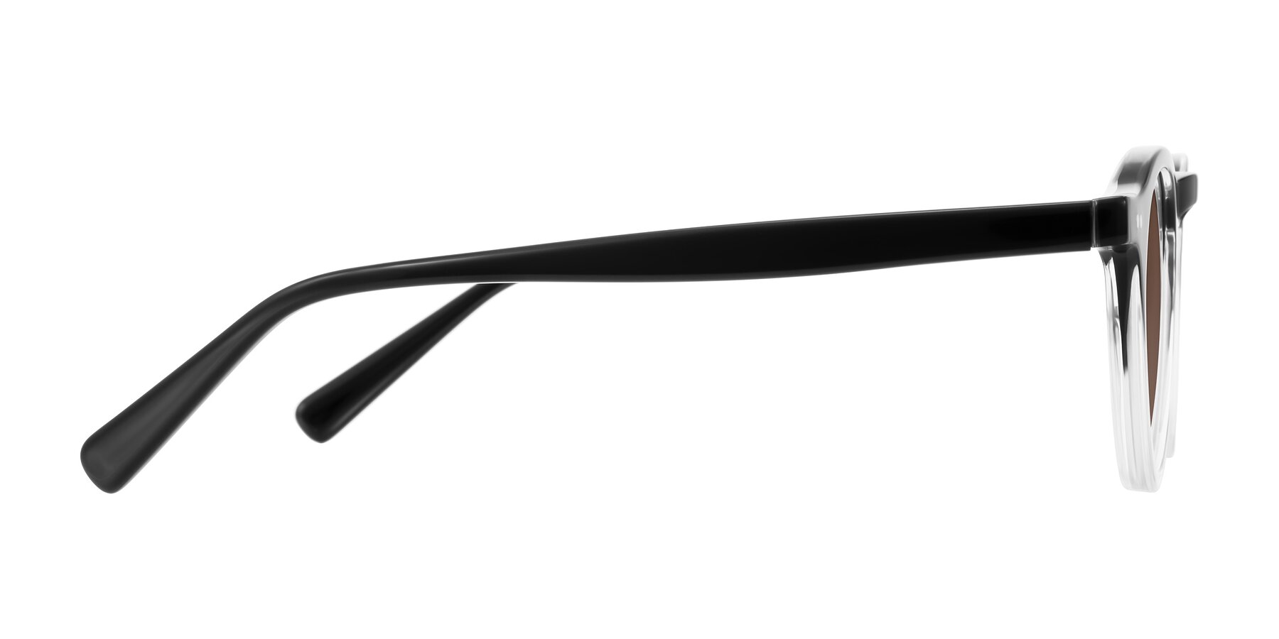 Side of Herzog in Black/Clear with Brown Tinted Lenses