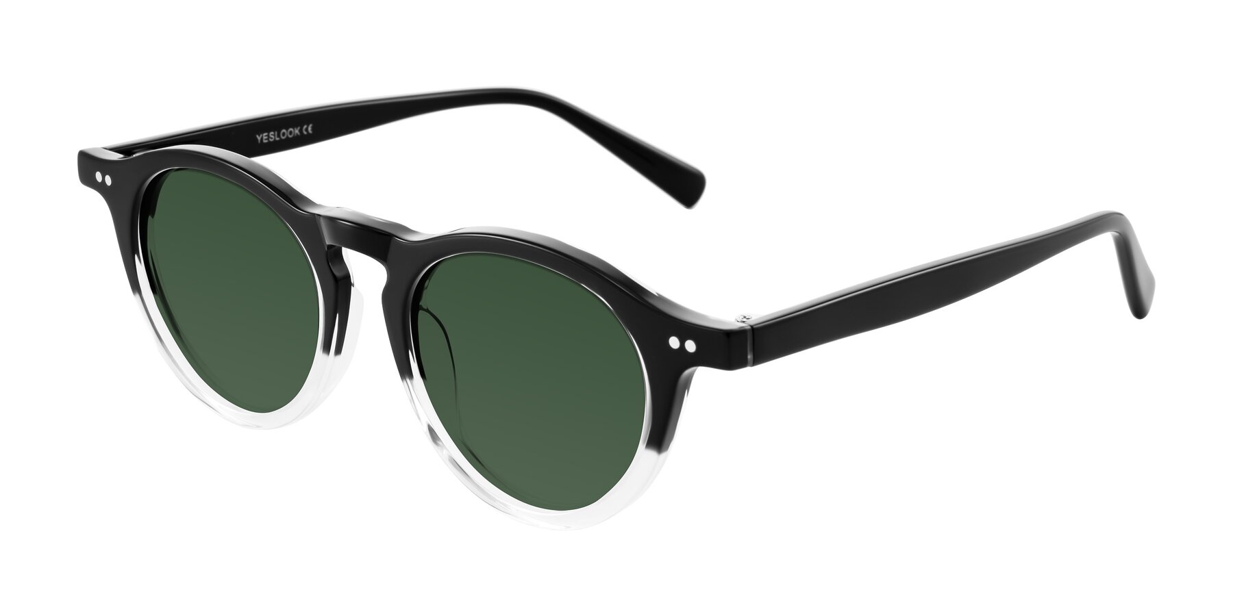 Angle of Herzog in Black/Clear with Green Tinted Lenses