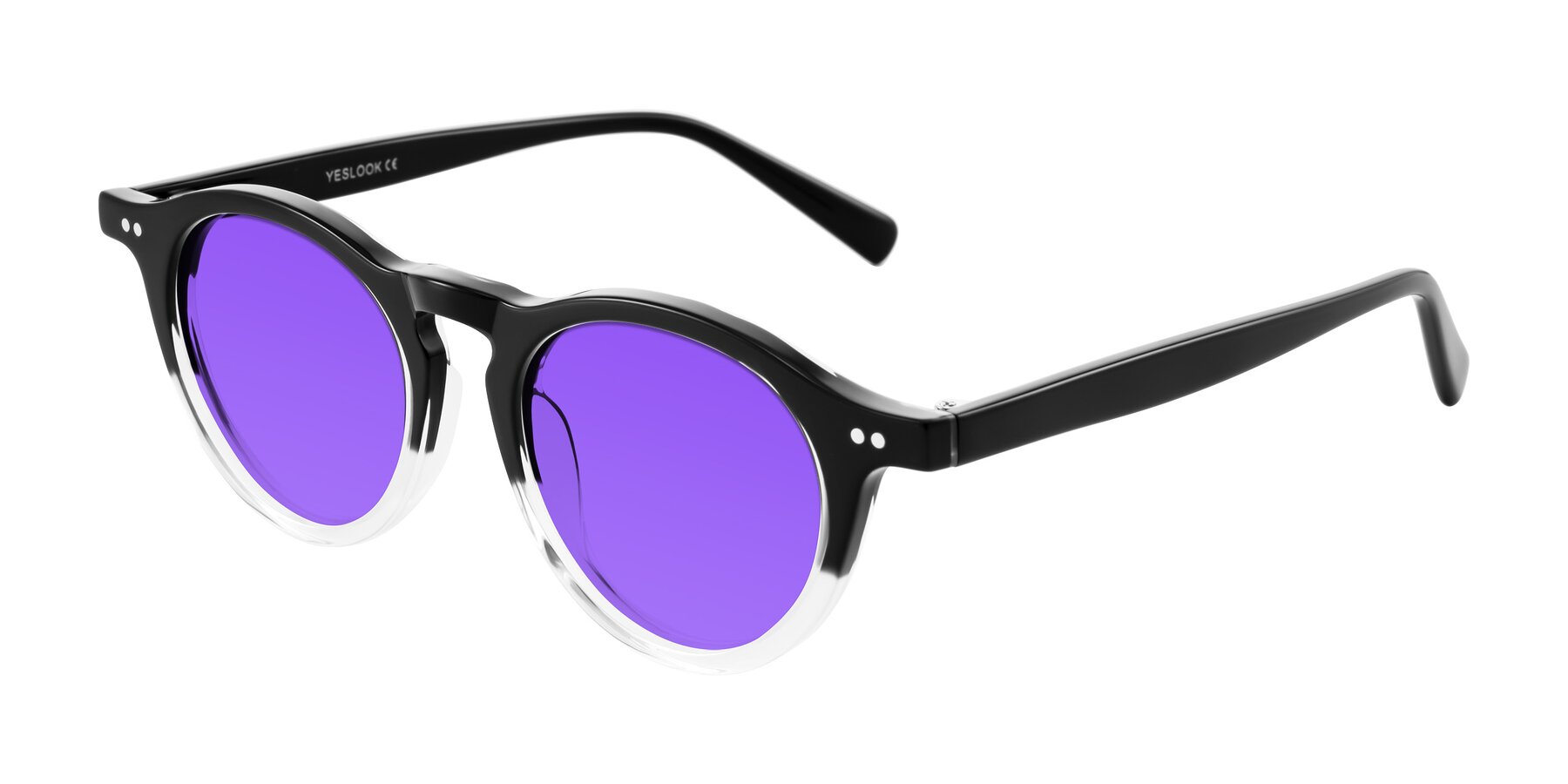 Angle of Herzog in Black/Clear with Purple Tinted Lenses
