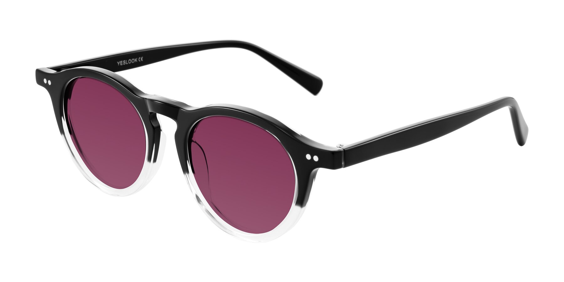 Angle of Herzog in Black/Clear with Wine Tinted Lenses