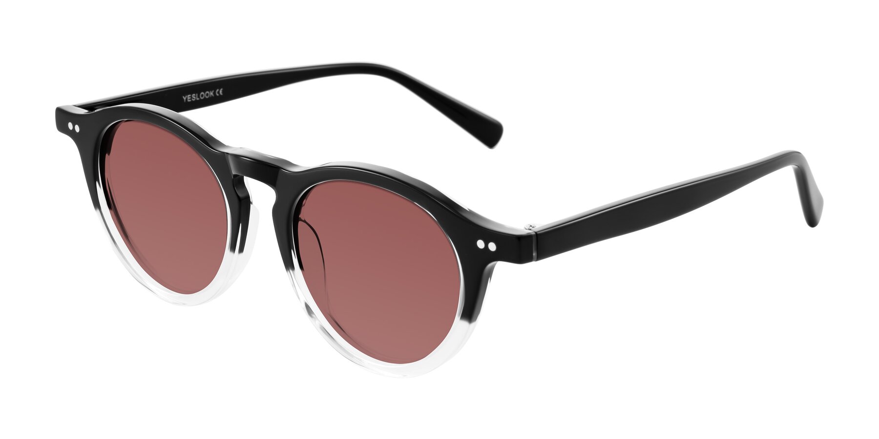 Angle of Herzog in Black/Clear with Garnet Tinted Lenses