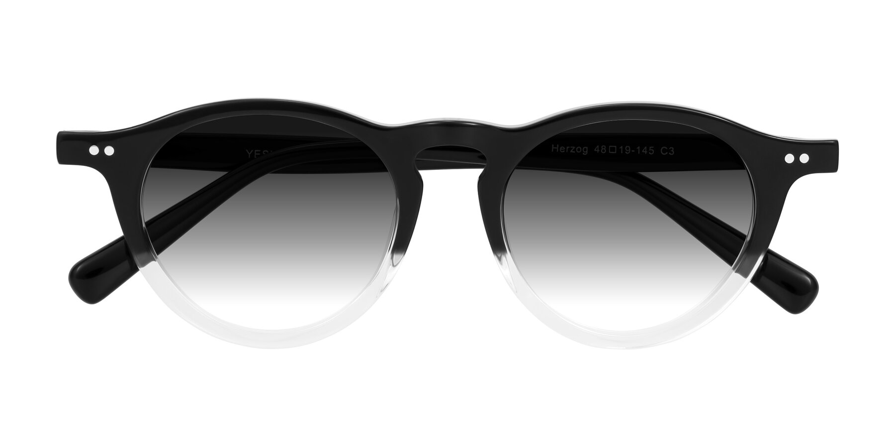 Folded Front of Herzog in Black/Clear with Gray Gradient Lenses