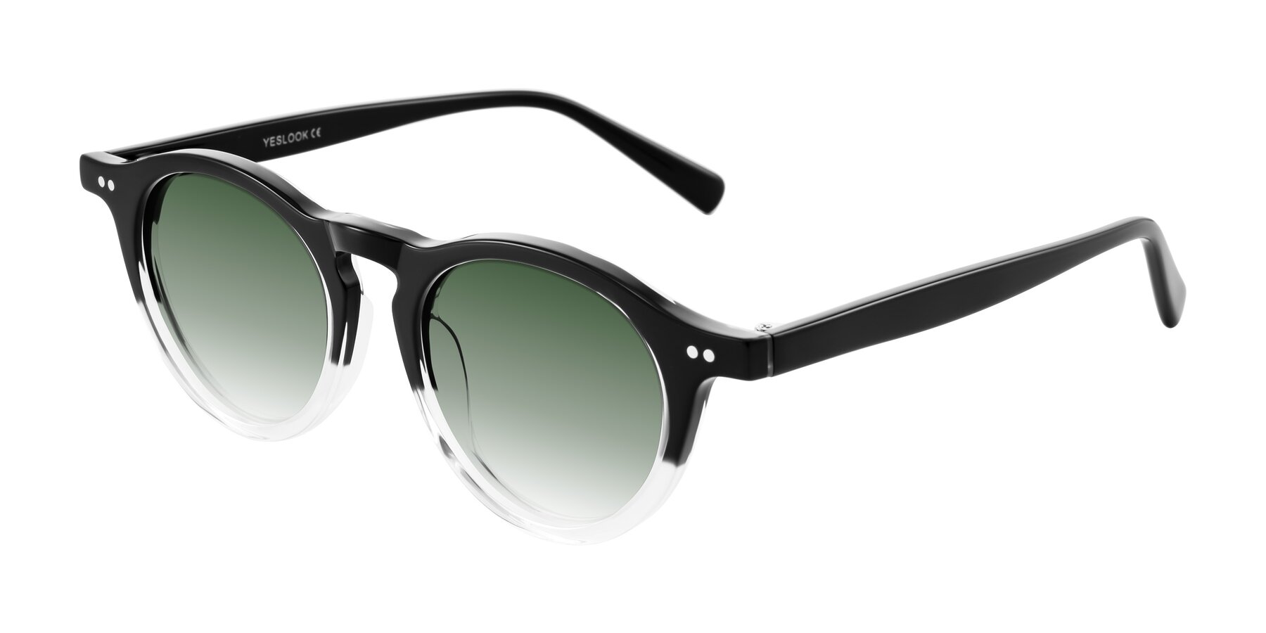 Angle of Herzog in Black/Clear with Green Gradient Lenses