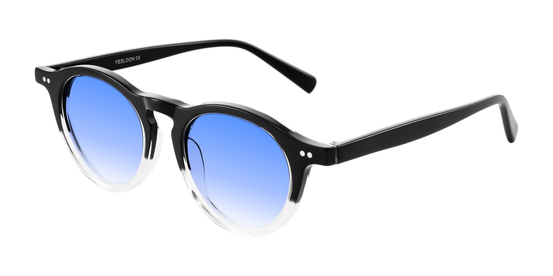 Angle of Herzog in Black/Clear with Blue Gradient Lenses