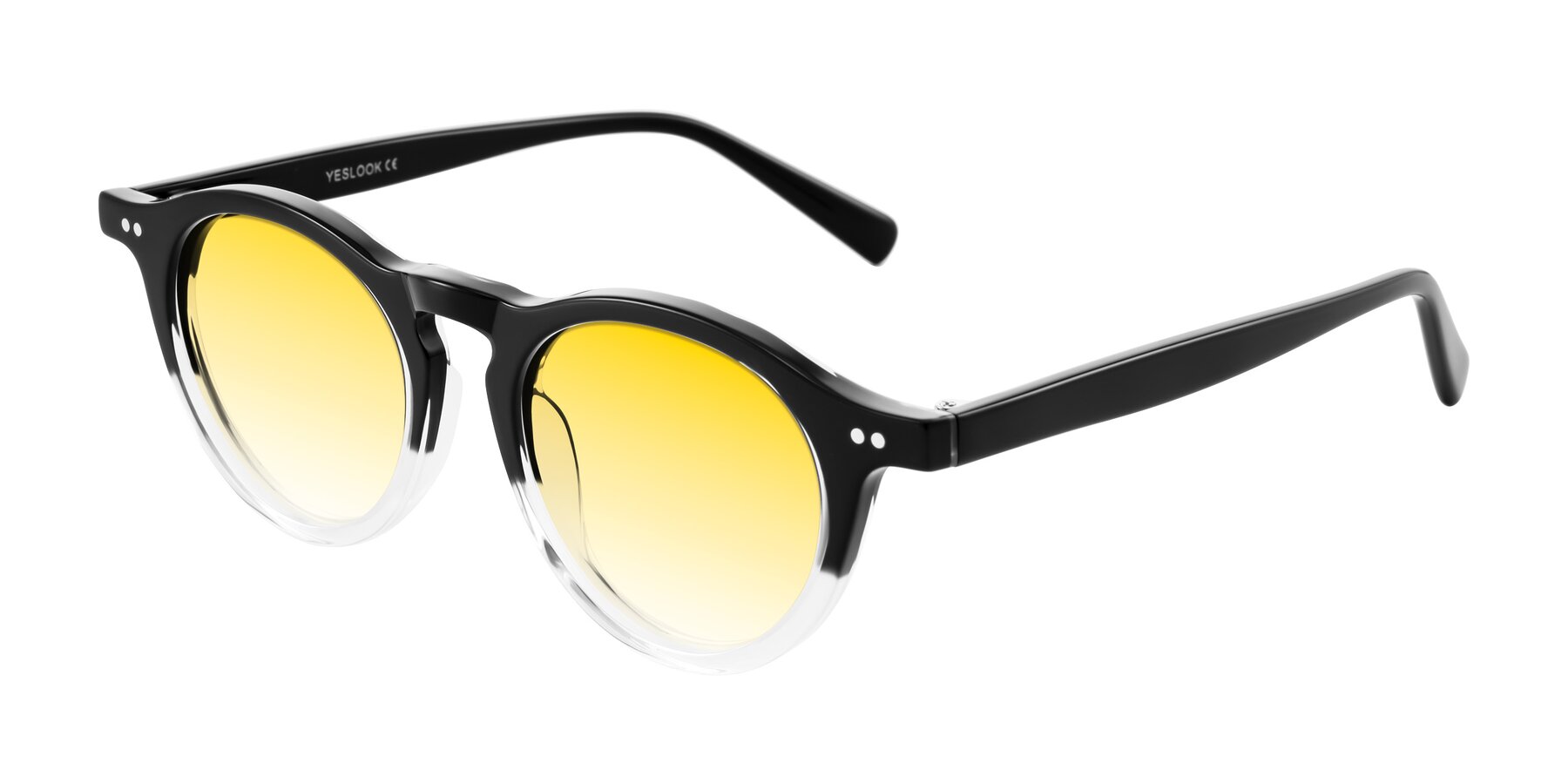 Angle of Herzog in Black/Clear with Yellow Gradient Lenses